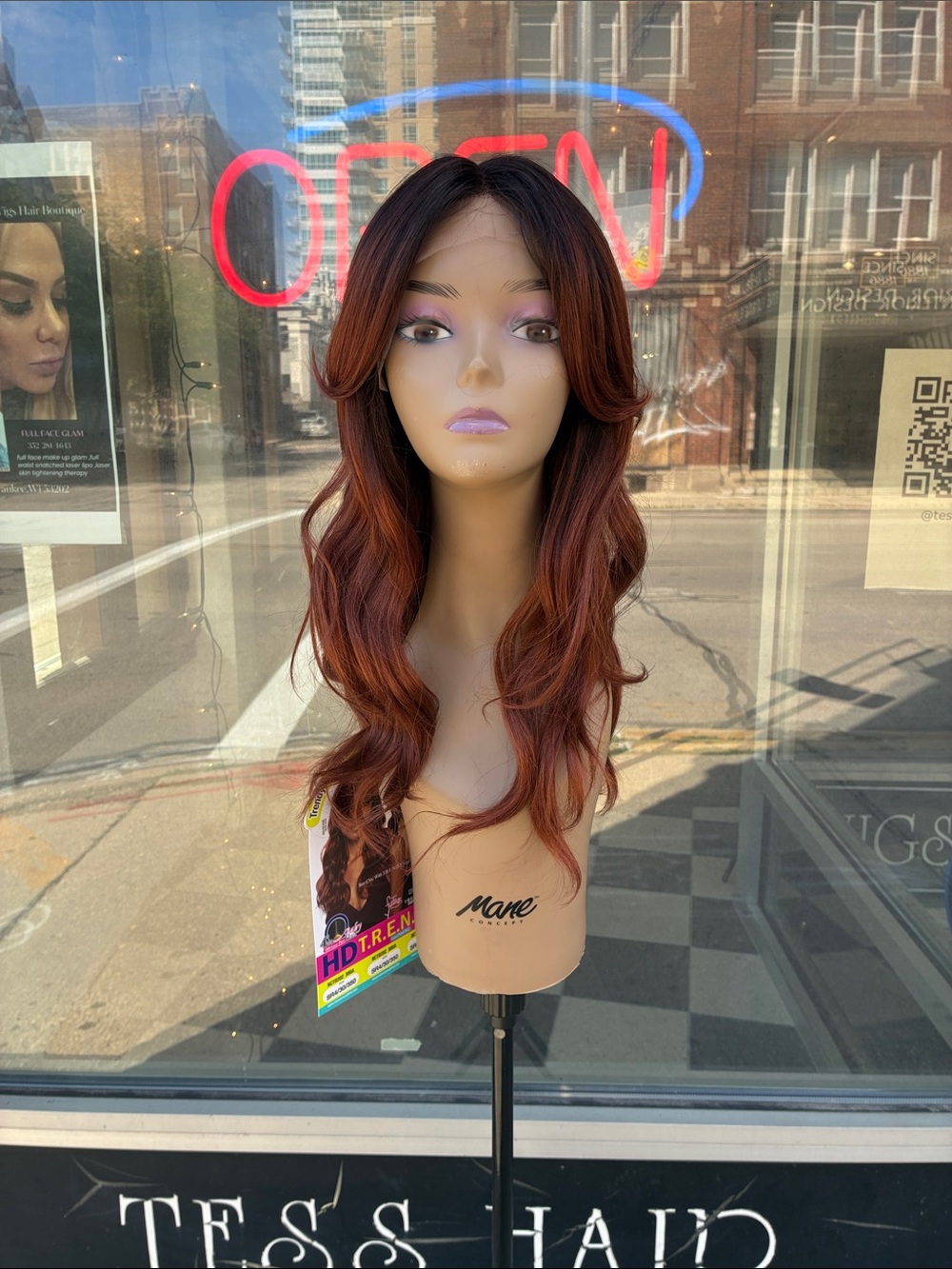 HD Long Layered Wig in Auburn Red